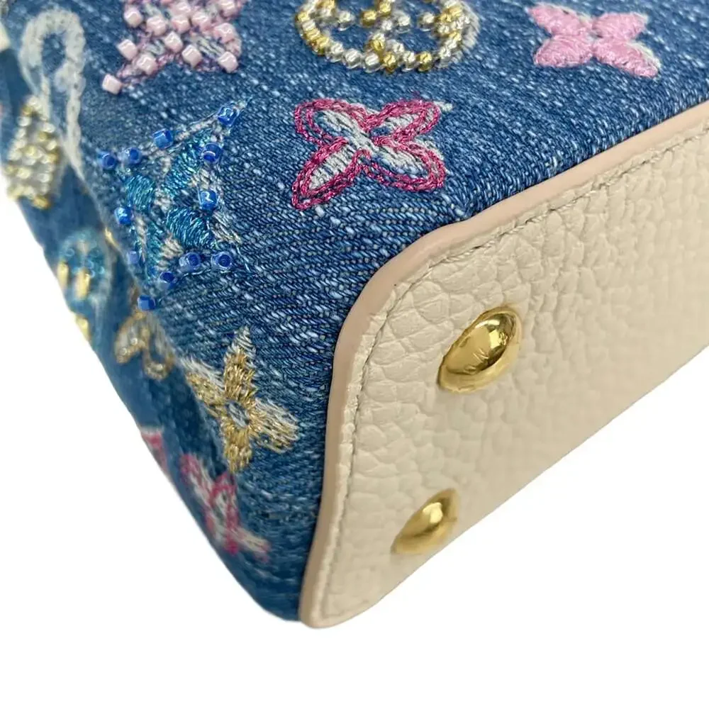 Louis Vuitton Capucines MINI Others Handbag M12947 Denim Blue Cream Denim